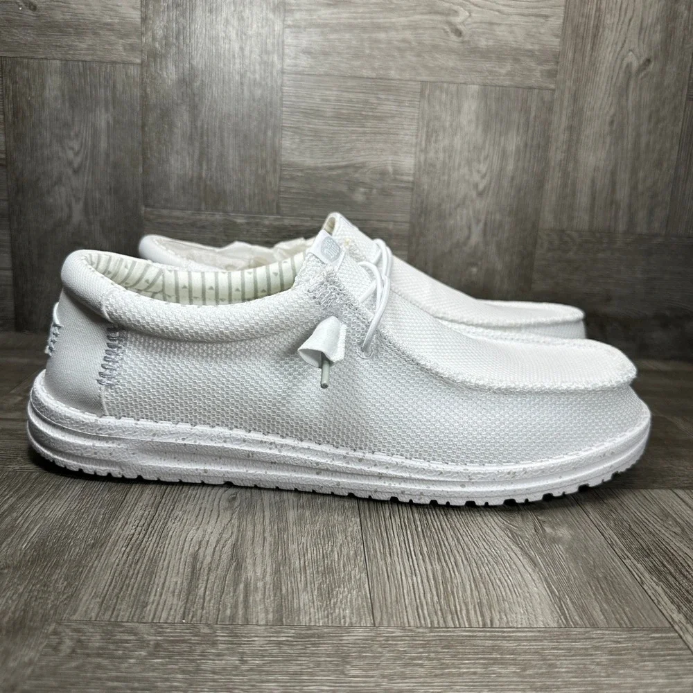 Hey Dude Wally Stretch Sox Mens 13 White Loafers Slip On Casual Lightweight NEW